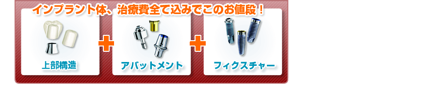 インプラント体、治療費全て込みでこのお値段！